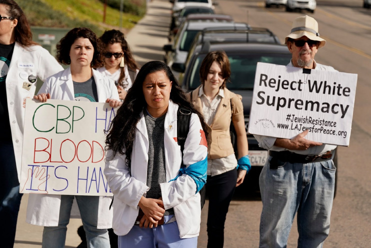 Organizers in San Diego at the Border Patrol's headquarters and detention facility